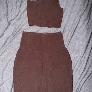 BABATON Ribbed Knit Skirt Set